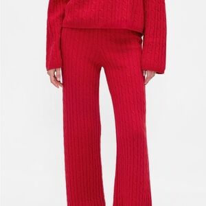 GAP Red Cable Knit Flare Sweater Pants